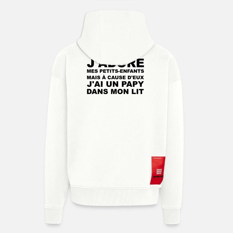 Papy dans mon lit - Veste à capuche bio épaisse oversize fabriqué en UE - OFF WHITE