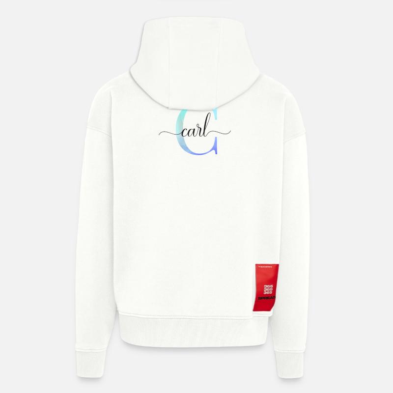 C| Monogramme | Nom | Carl | Aquarelle - Veste à capuche bio épaisse oversize fabriqué en UE - OFF WHITE