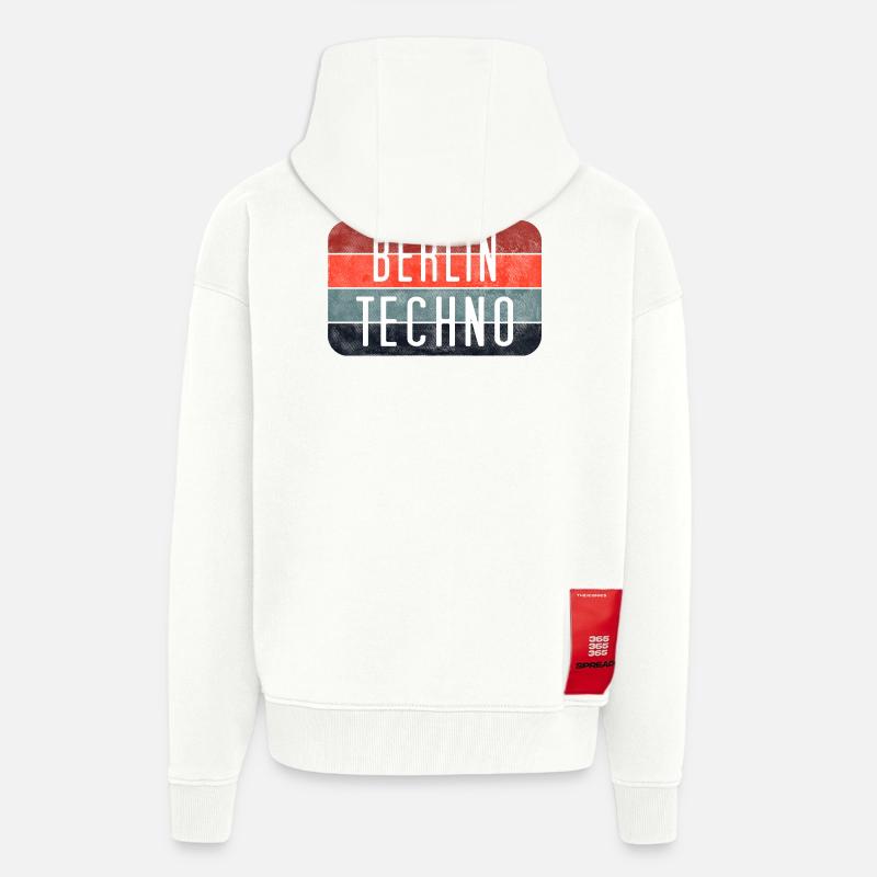 Berlin Techno Text - Veste à capuche bio épaisse oversize fabriqué en UE - OFF WHITE
