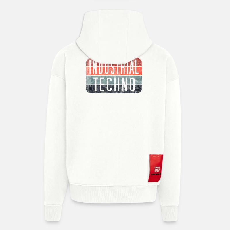 Industrial Techno Rétro Gradient - Veste à capuche bio épaisse oversize fabriqué en UE - OFF WHITE