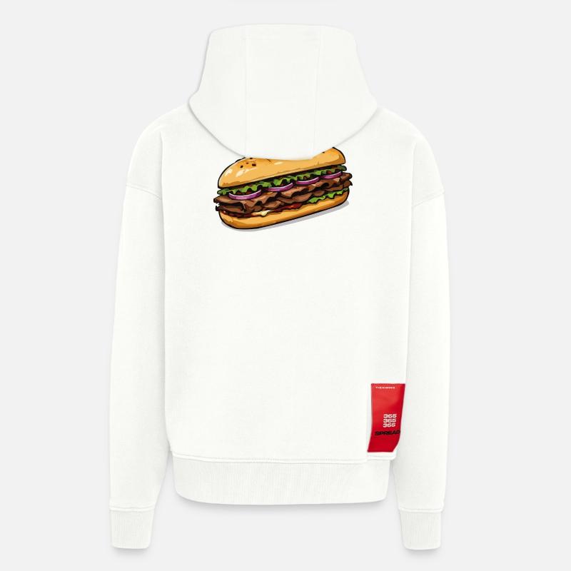 Illustration de sandwich - Veste à capuche bio épaisse oversize fabriqué en UE - OFF WHITE