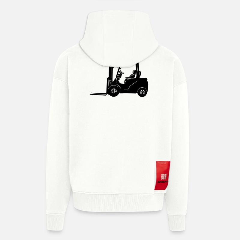 Chariot élévateur Élévateur, poignée, chariot élévateur - Veste à capuche bio épaisse oversize fabriqué en UE - OFF WHITE