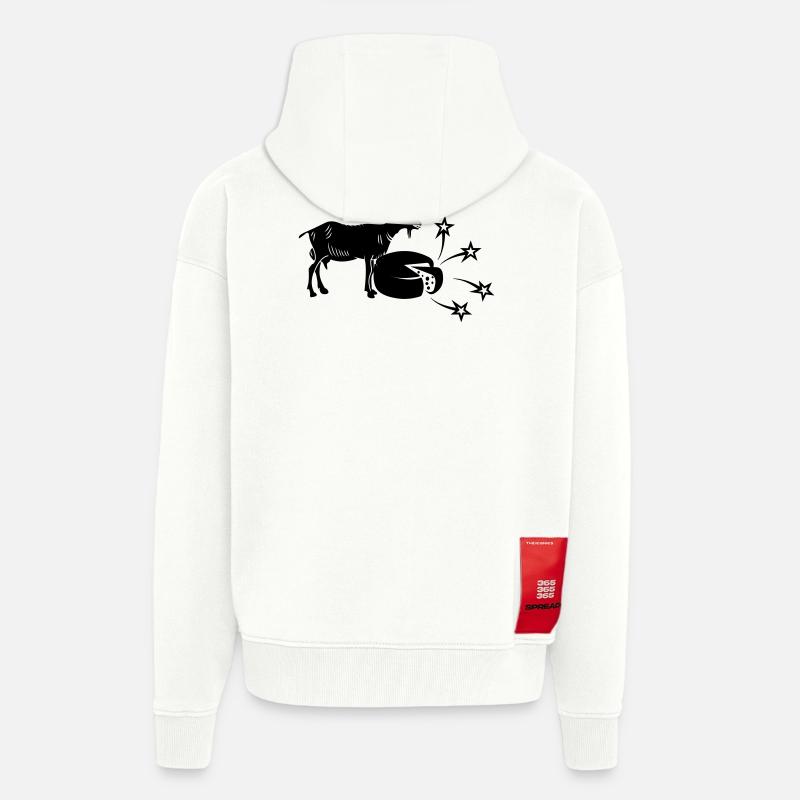 Fromage en tranches et chèvre, - Veste à capuche bio épaisse oversize fabriqué en UE - OFF WHITE