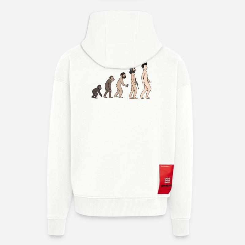 Human Development - Evolution Illustration - Zip Hoodie - made by SPREAD - OFF WHITE