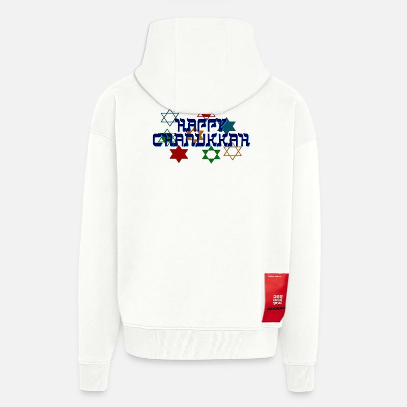 Joyeux Hanoukka - Veste à capuche bio épaisse oversize fabriqué en UE - OFF WHITE