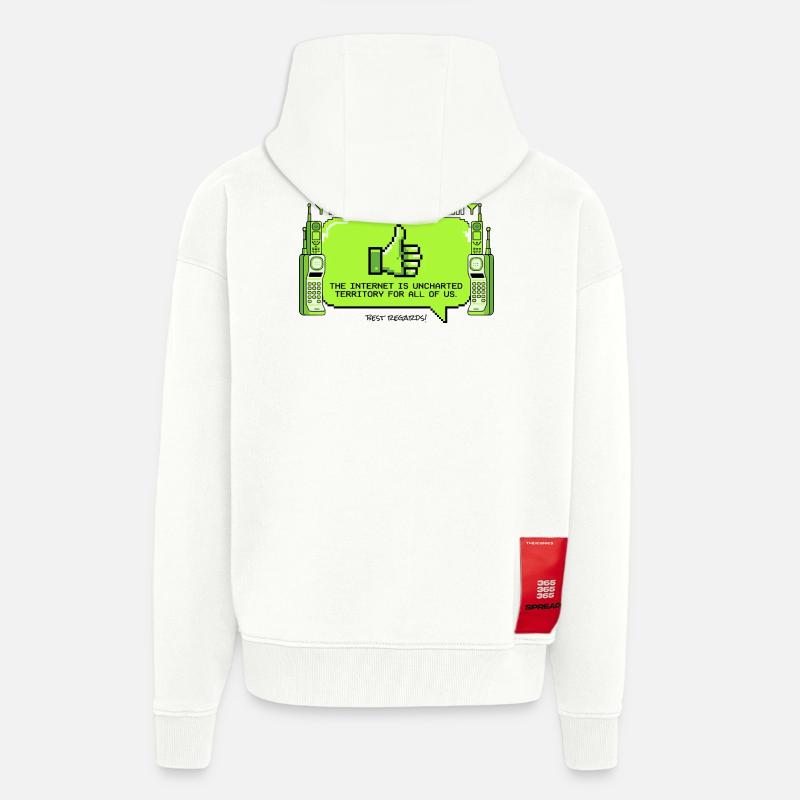 Internet est un territoire inconnu - Veste à capuche bio épaisse oversize fabriqué en UE - OFF WHITE