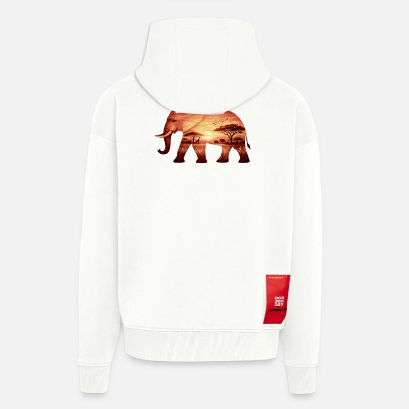 Elefant auf Savanne - Zip Hoodie - made by SPREAD - OFF WHITE