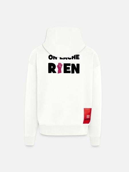On lâche rien ! - Veste à capuche bio épaisse oversize fabriqué en UE - OFF WHITE