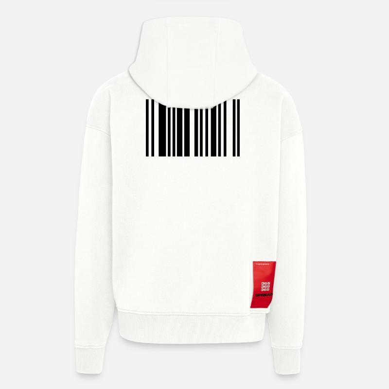 barcode - Veste à capuche bio épaisse oversize fabriqué en UE - OFF WHITE