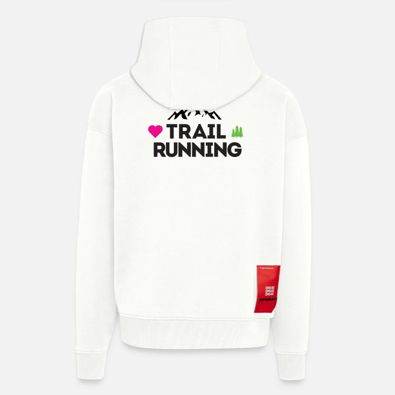 J’adore le Trail Running - Veste à capuche bio épaisse oversize fabriqué en UE - OFF WHITE
