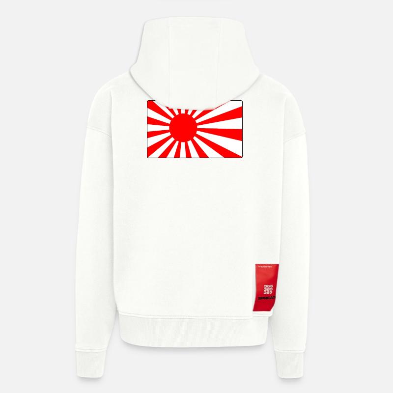 Logo du Dojo du Soleil Levant - Veste à capuche bio épaisse oversize fabriqué en UE - OFF WHITE
