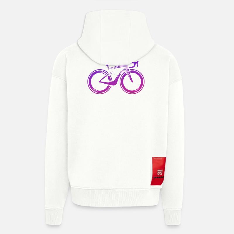Design de vélo abstrait en violet - Veste à capuche bio épaisse oversize fabriqué en UE - OFF WHITE