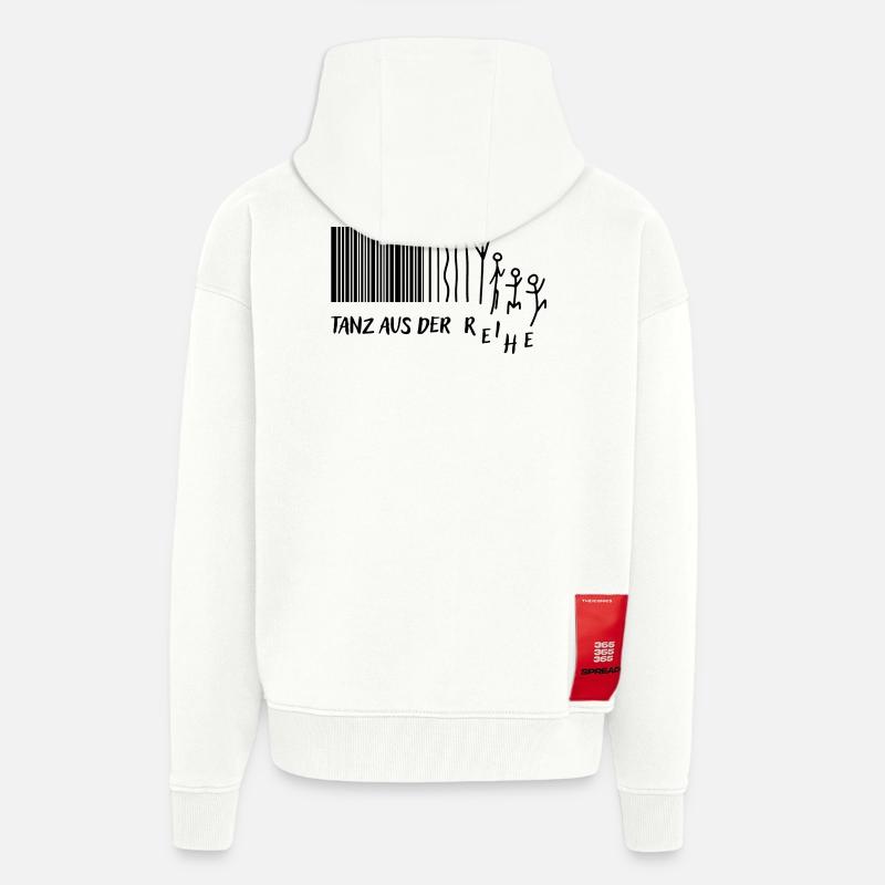 "Tanz aus der Reihe" Strichmännchen Strichcode - Zip Hoodie - made by SPREAD - OFF WHITE