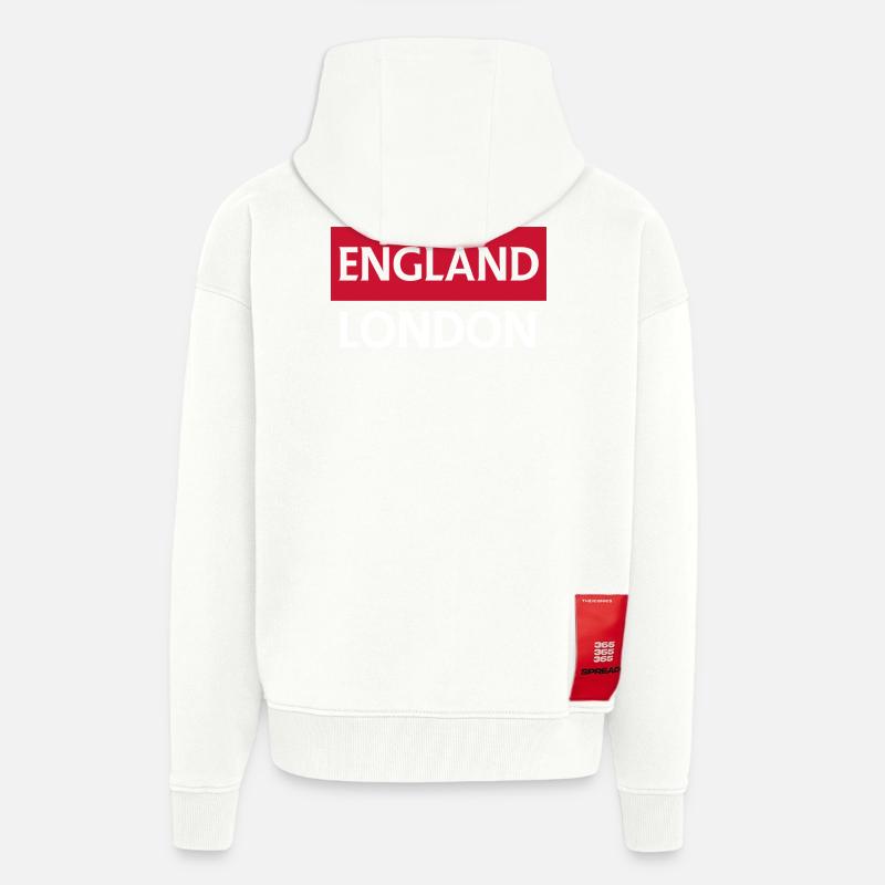 Conception de rotation du drapeau anglais - Veste à capuche bio épaisse oversize fabriqué en UE - OFF WHITE