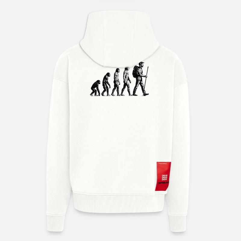 Evolution zum Wandersmann Grunge Design - Zip Hoodie - made by SPREAD - OFF WHITE