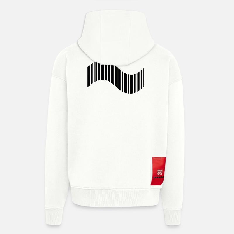 Code-barres en forme ondulée - Veste à capuche bio épaisse oversize fabriqué en UE - OFF WHITE