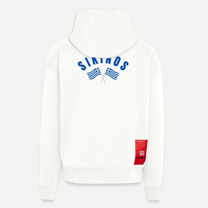 Drapeaux grecs de Sikinos - Veste à capuche bio épaisse oversize fabriqué en UE - OFF WHITE