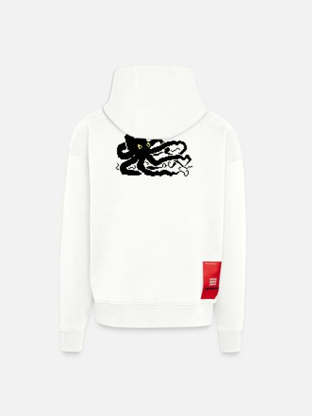 8bit pixel octopus - Zip Hoodie - made by SPREAD - OFF WHITE