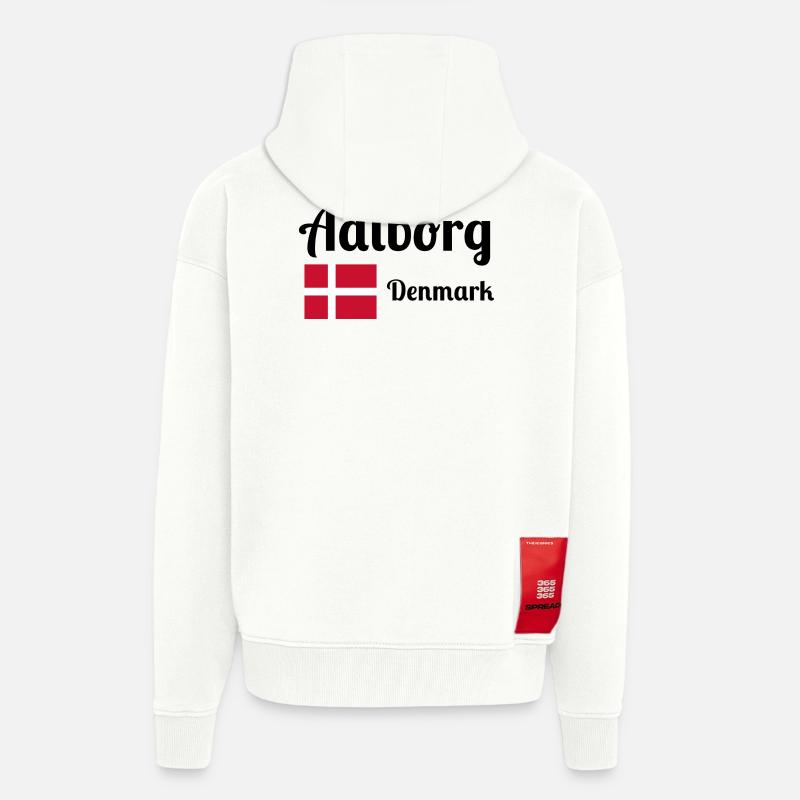 Aalborg, Danemark - Imprimés élégants - Veste à capuche bio épaisse oversize fabriqué en UE - OFF WHITE