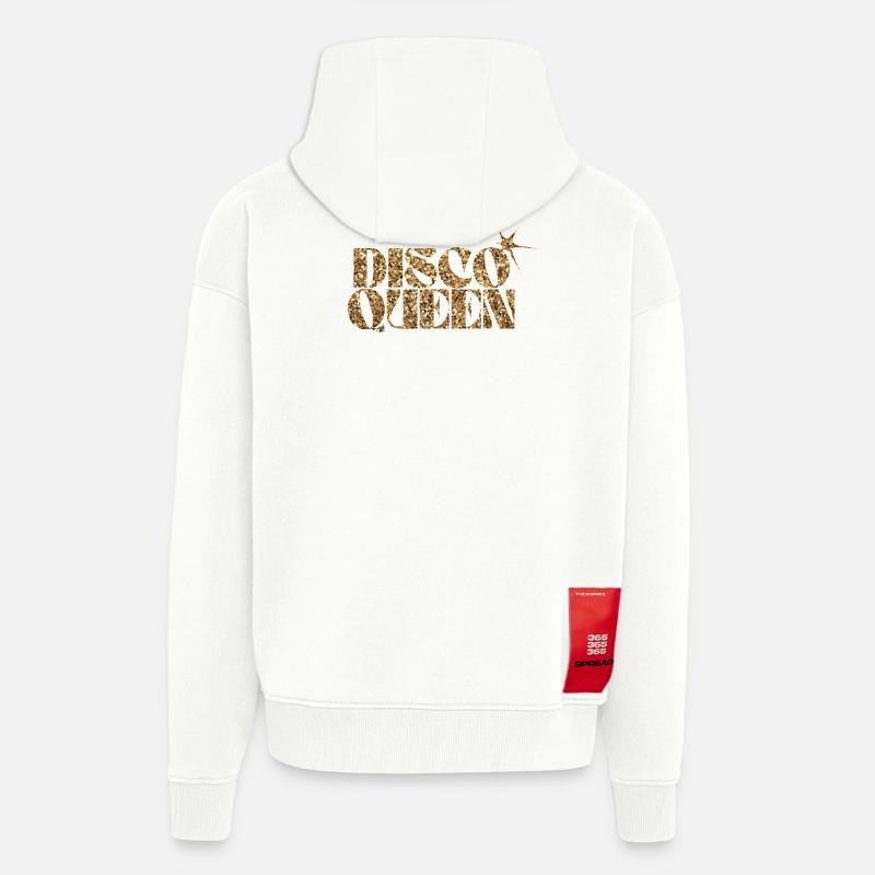 Disco Queen Glitzer Text Design - Zip Hoodie - made by SPREAD - OFF WHITE