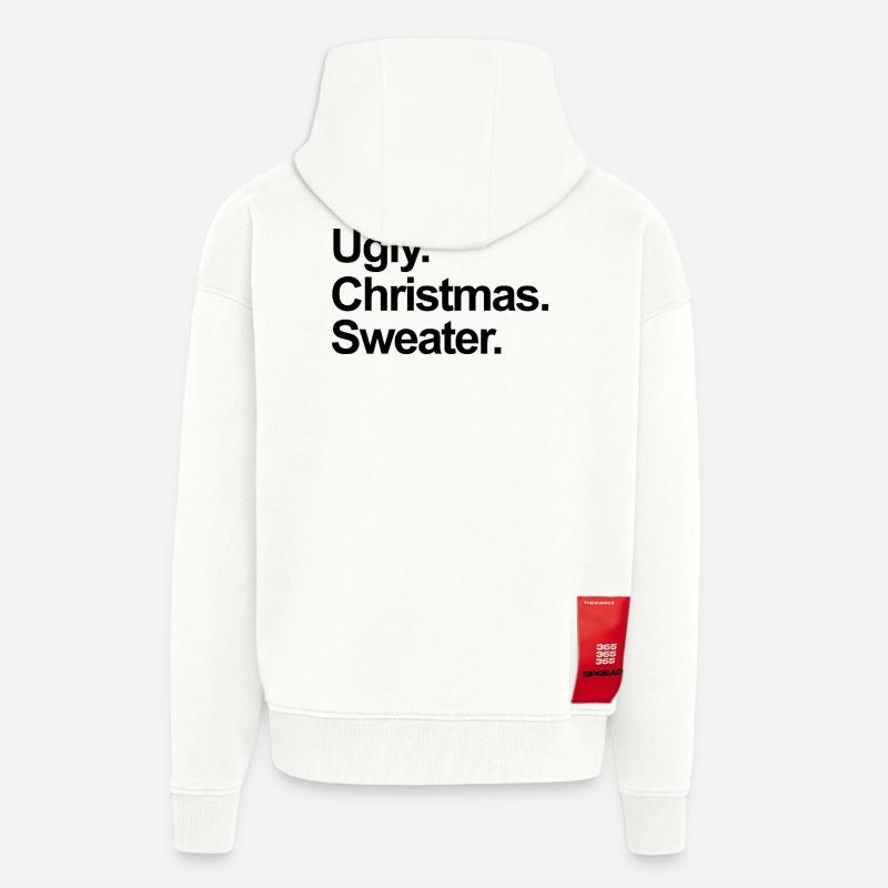 Pull de Noël moche - Veste à capuche bio épaisse oversize fabriqué en UE - OFF WHITE
