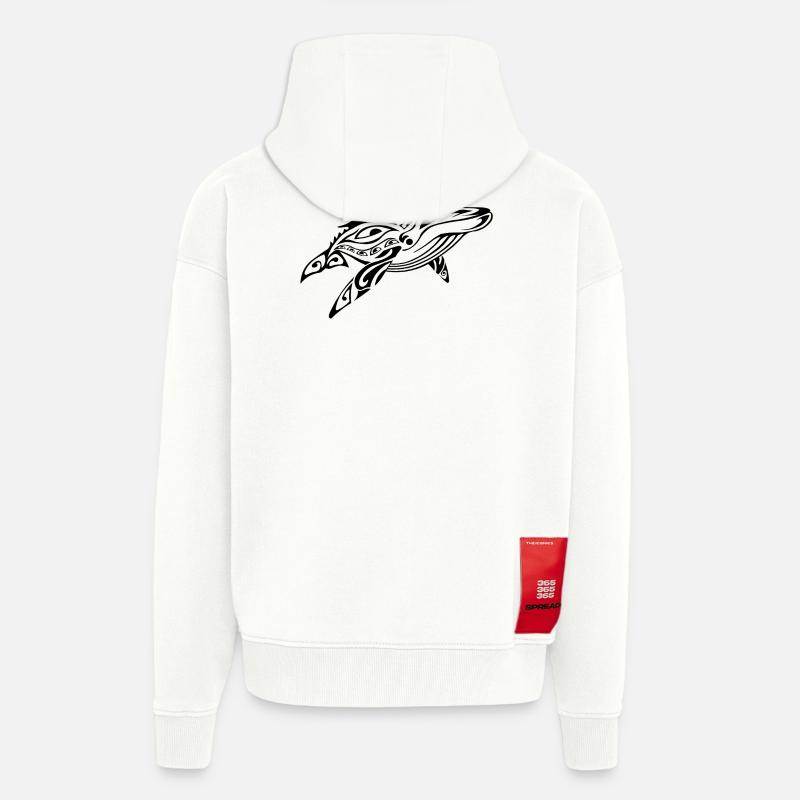 Baleine_1 - Veste à capuche bio épaisse oversize fabriqué en UE - OFF WHITE