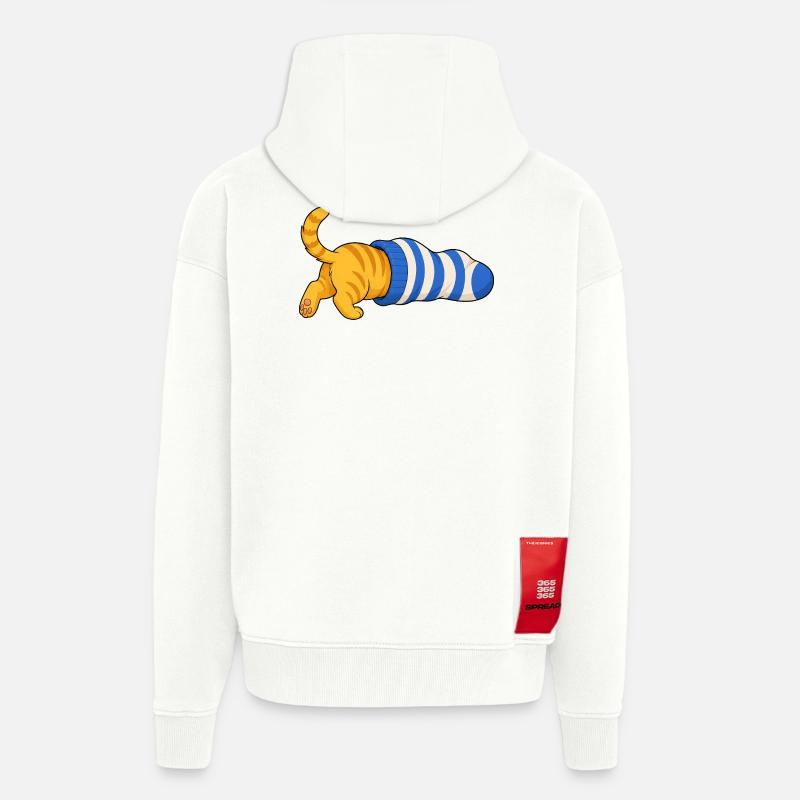Chat dans la chaussette - Veste à capuche bio épaisse oversize fabriqué en UE - OFF WHITE