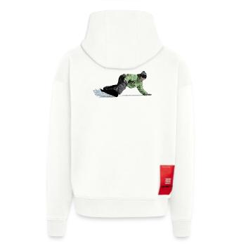 Freerider Snowboarder auf Abfahrt - Zip Hoodie - made by SPREAD - OFF WHITE - Hinten