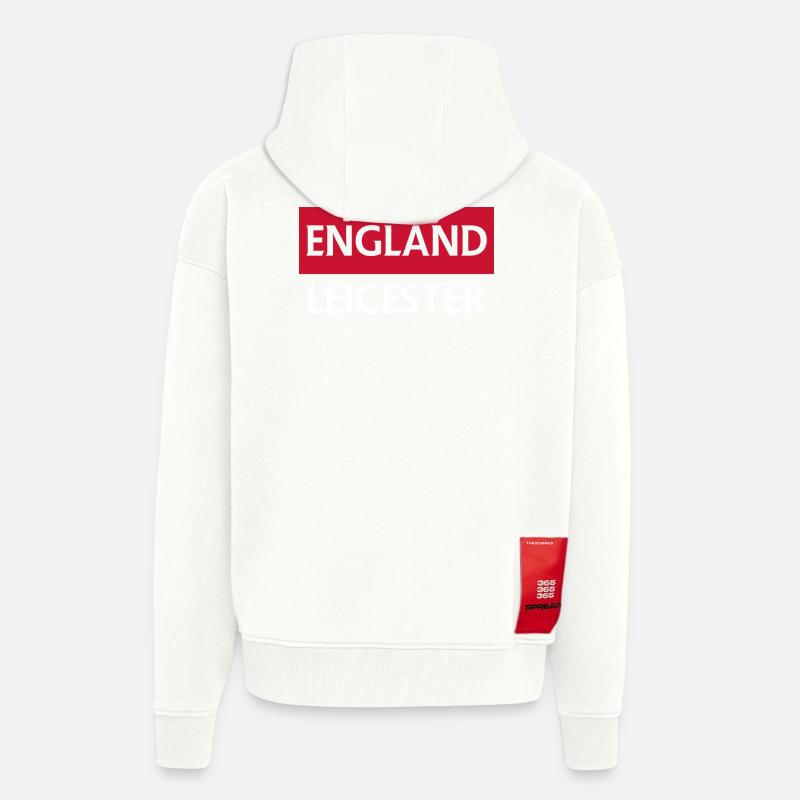 Drapeau de l’Angleterre avec City Skyline - Veste à capuche bio épaisse oversize fabriqué en UE - OFF WHITE