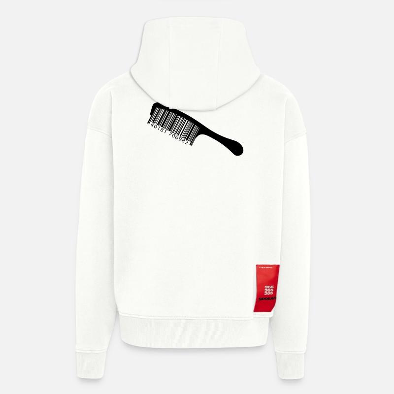 Illustrationskamm mit Barcode - Zip Hoodie - made by SPREAD - OFF WHITE