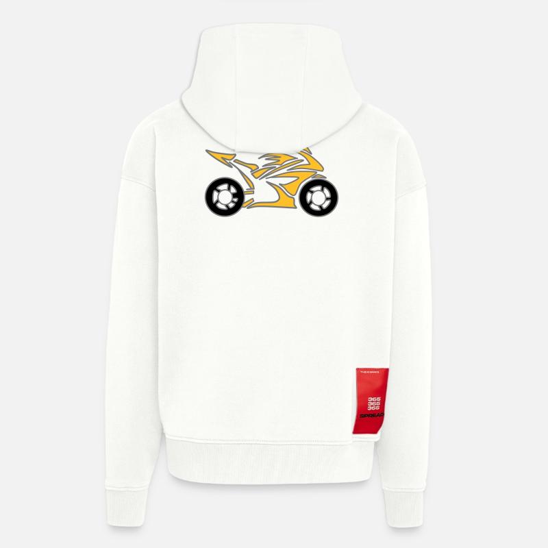 Moto Vélo Chopper Mobylette Roll - Veste à capuche bio épaisse oversize fabriqué en UE - OFF WHITE