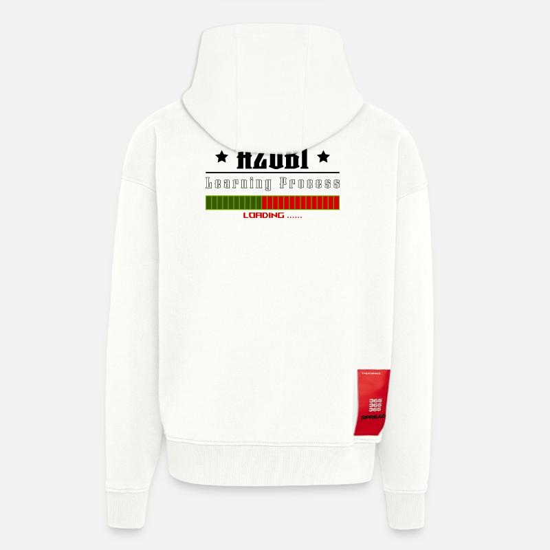 AZUBI learning process loading white tshirt - Zip Hoodie - made by SPREAD - OFF WHITE