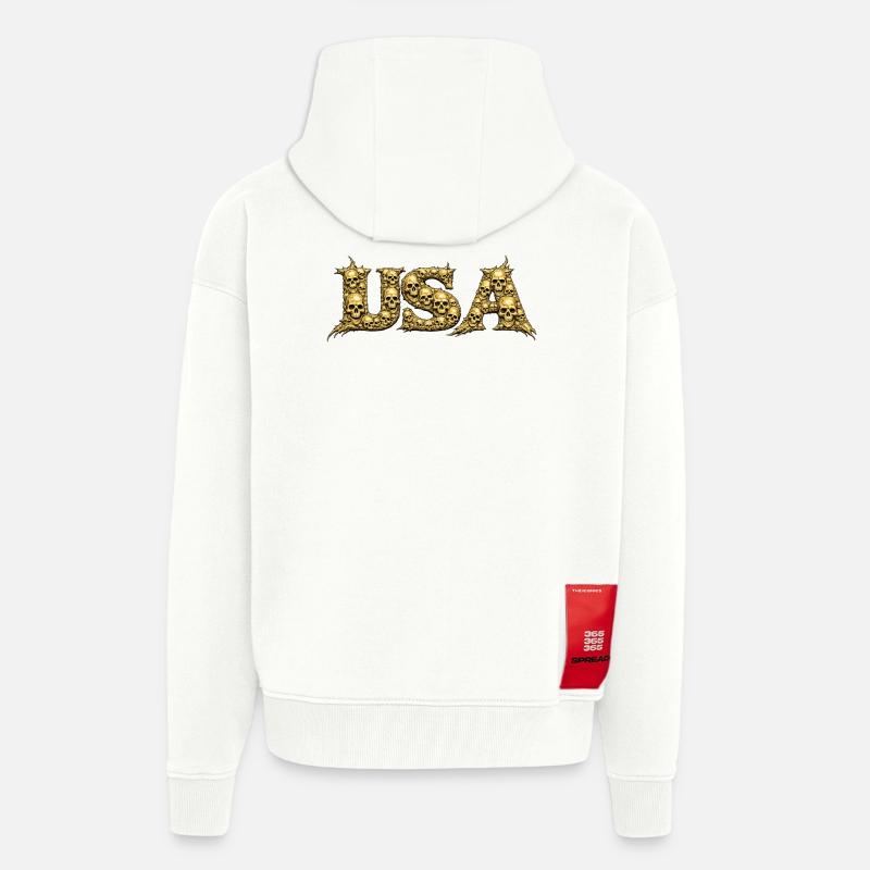 USA Schädelranke Gothic Logo - Zip Hoodie - made by SPREAD - OFF WHITE