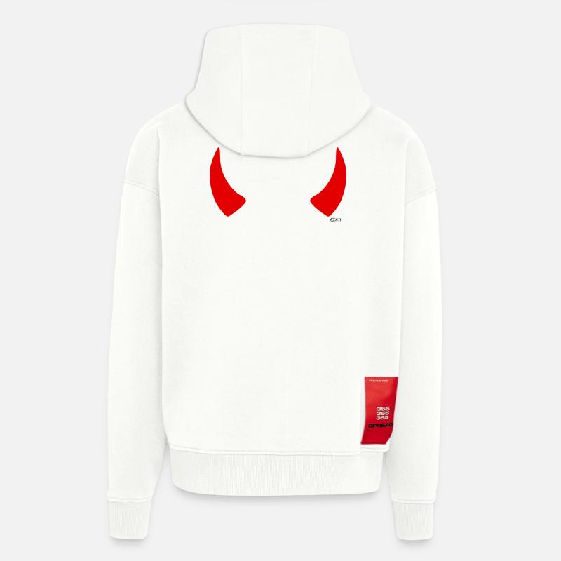 Red Horns - Zip Hoodie - made by SPREAD - OFF WHITE