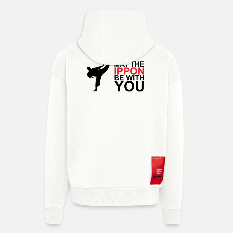 Que l’Ippon soit avec vous - Veste à capuche bio épaisse oversize fabriqué en UE - OFF WHITE