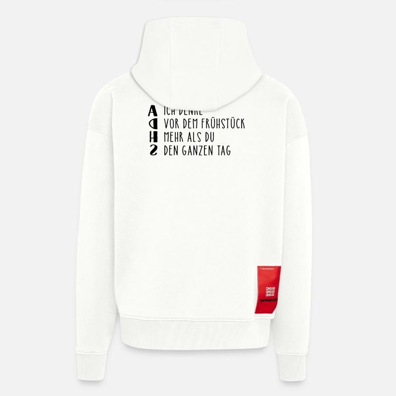 Déclaration provocante sur le TDAH - Veste à capuche bio épaisse oversize fabriqué en UE - OFF WHITE