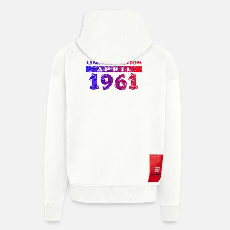 65e anniversaire Édition Limitée 04/1961 - Veste à capuche bio épaisse oversize fabriqué en UE - OFF WHITE