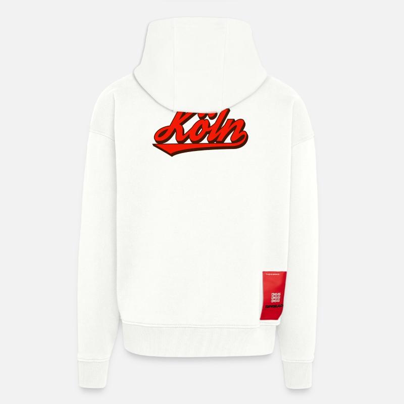 Logo rétro Script de Cologne Rouge - Veste à capuche bio épaisse oversize fabriqué en UE - OFF WHITE