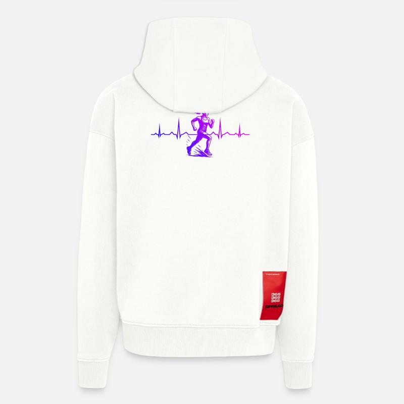 Graphismes de course pour les courses - Veste à capuche bio épaisse oversize fabriqué en UE - OFF WHITE