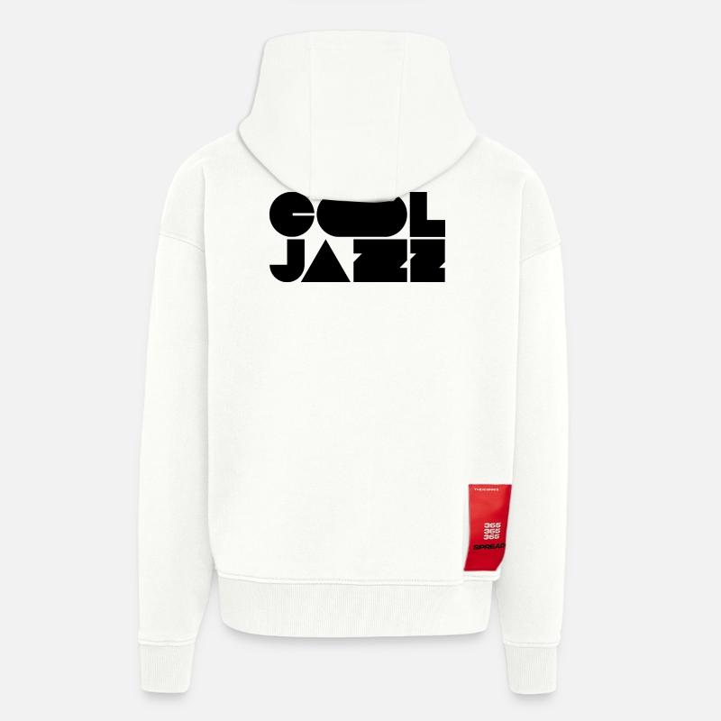 Logo jazz audacieux et cool - Veste à capuche bio épaisse oversize fabriqué en UE - OFF WHITE