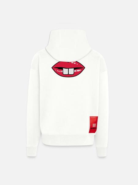 Buck teeth and red lips - Zip Hoodie - made by SPREAD - OFF WHITE