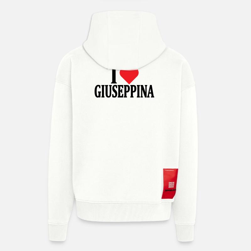 J’adore l’idée cadeau t-shirt Giuseppina - Veste à capuche bio épaisse oversize fabriqué en UE - OFF WHITE