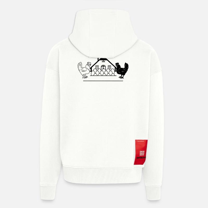 Dunkles und helles Hühnermonogramm-Logo - Zip Hoodie - made by SPREAD - OFF WHITE