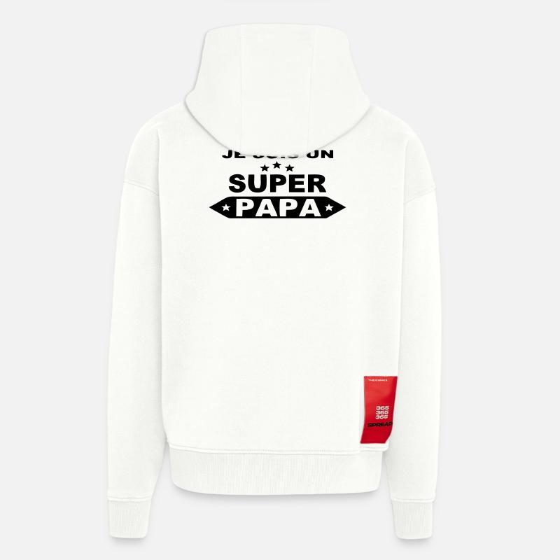 Je suis un super papa - Veste à capuche bio épaisse oversize fabriqué en UE - OFF WHITE