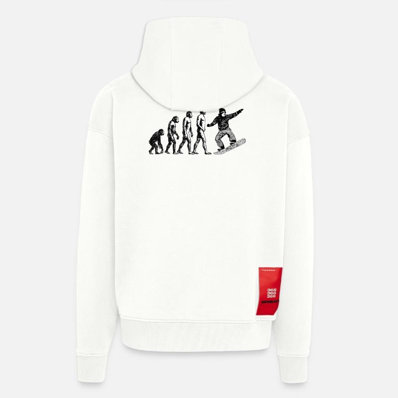 Evolution zum Snowboarder Grunge Design - Zip Hoodie - made by SPREAD - OFF WHITE