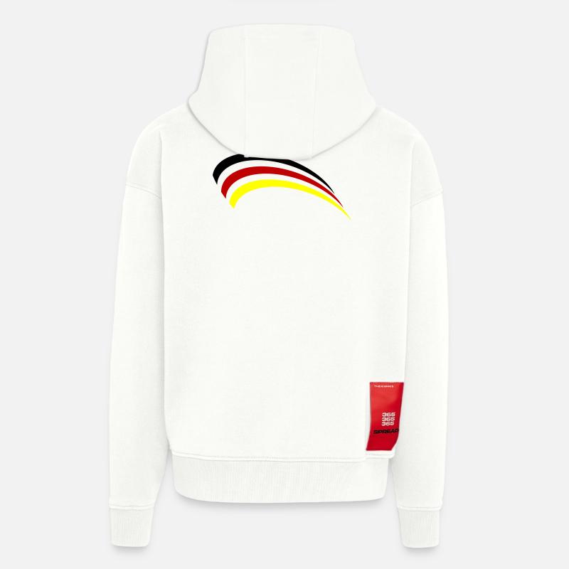 Conception du drapeau allemand - Veste à capuche bio épaisse oversize fabriqué en UE - OFF WHITE