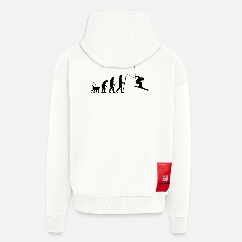 Évolution du skieur - Veste à capuche bio épaisse oversize fabriqué en UE - OFF WHITE