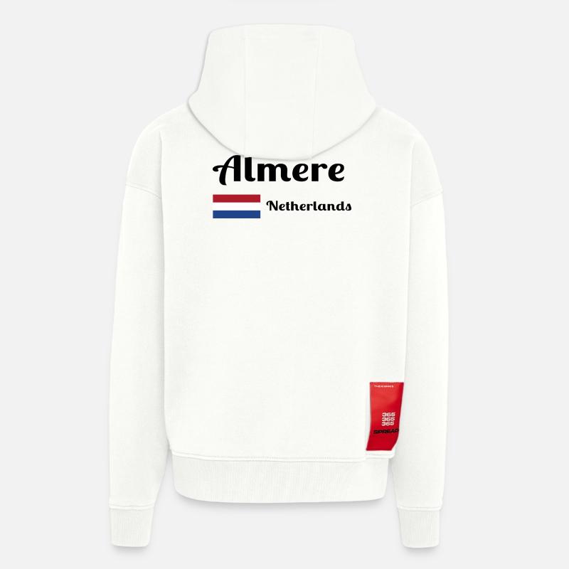 Almere Pays-Bas - Imprimés élégants - Veste à capuche bio épaisse oversize fabriqué en UE - OFF WHITE