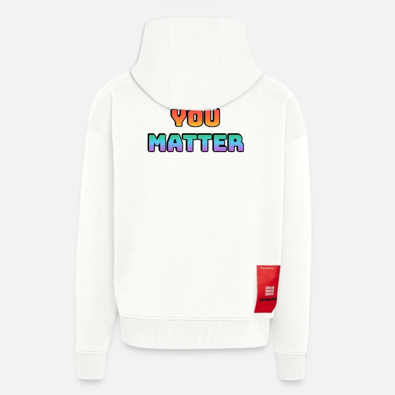 Vous comptez : Conception de dégradés - Veste à capuche bio épaisse oversize fabriqué en UE - OFF WHITE