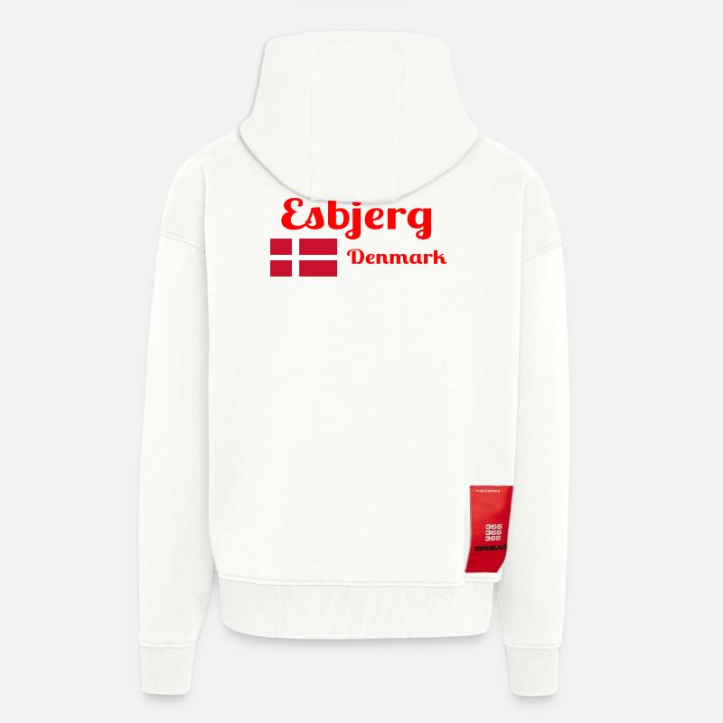 Esbjerg, Danemark - Imprimés élégants - Veste à capuche bio épaisse oversize fabriqué en UE - OFF WHITE